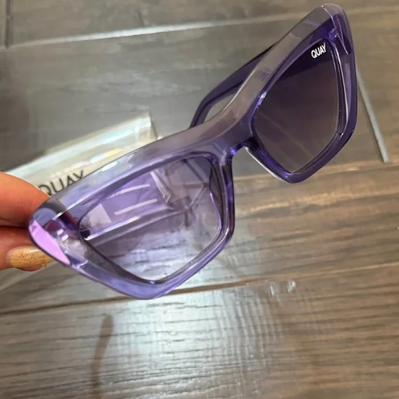 Quay Sunglasses On the Radio Purple Transparent Cat-Eye - Picture 8 of 11